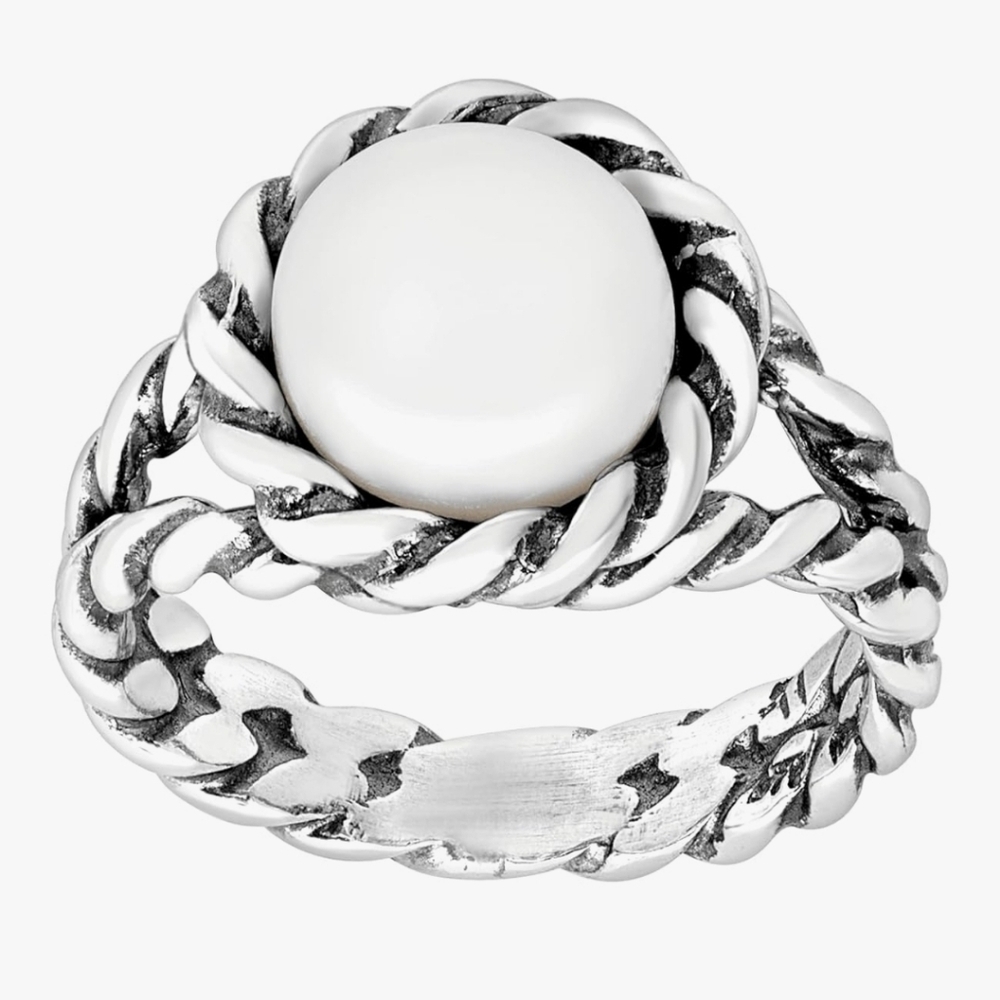 Silpada "Common Thread' 9-9.5 mm Freshwater Cultured Pearl Ring Sterling Silver
